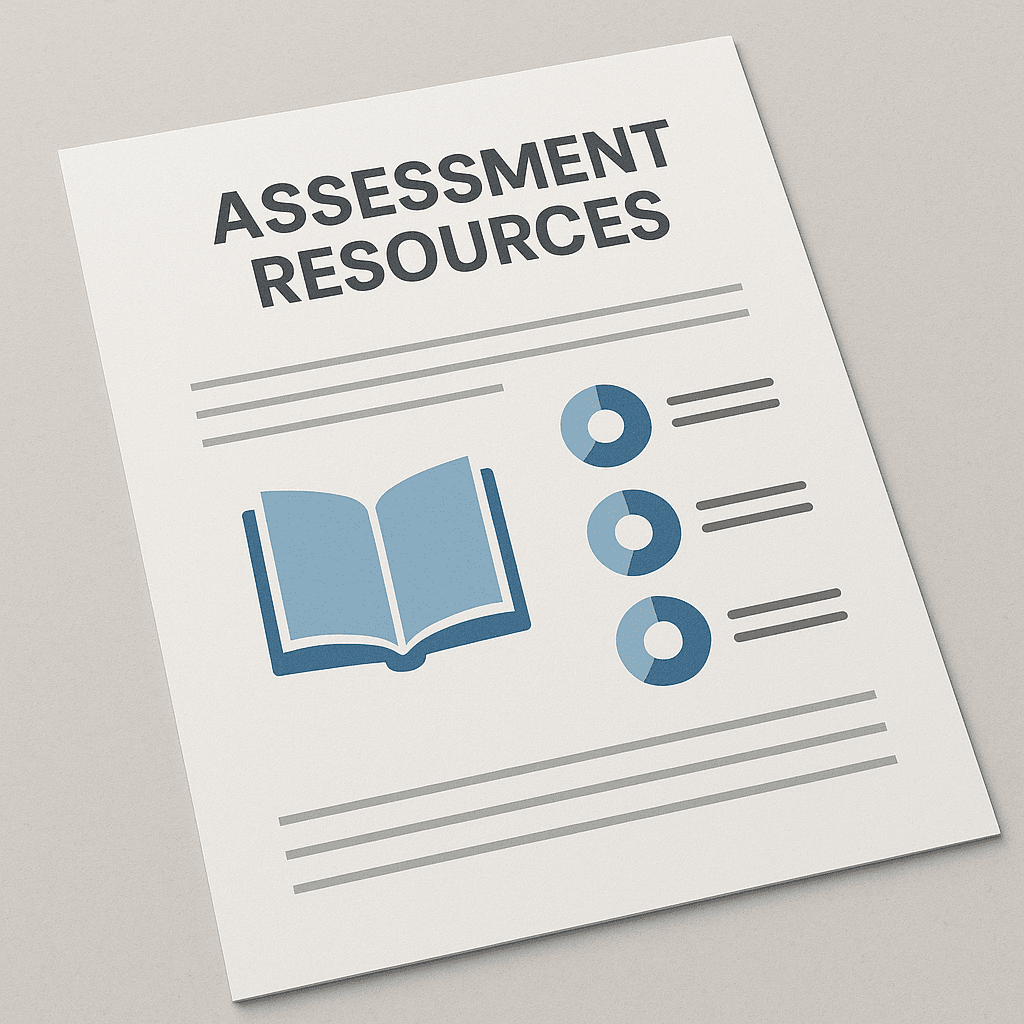 Sheet of paper with the words 'Assessment Resources'
