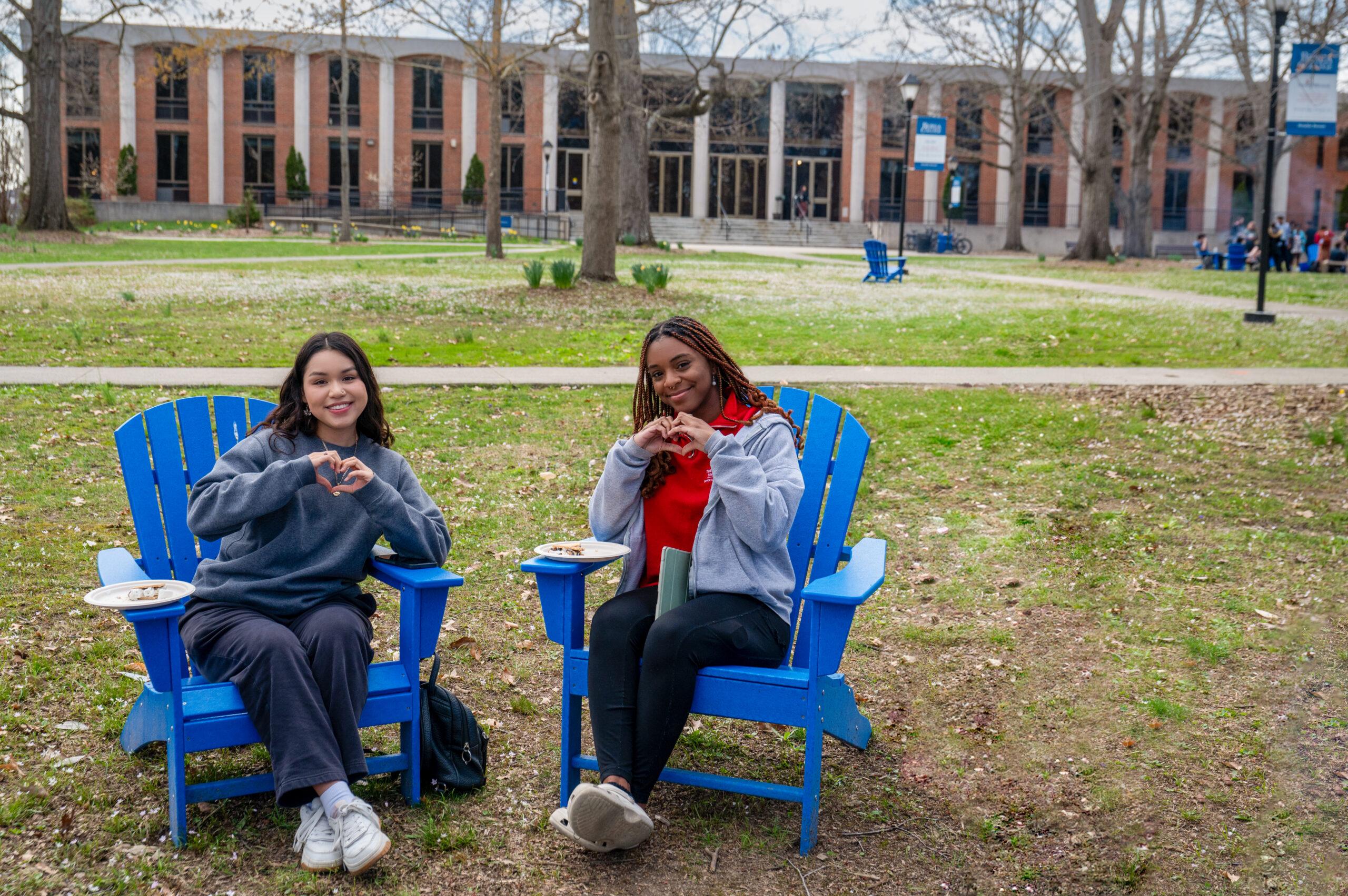Two Berea College students outside